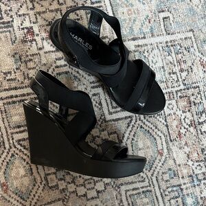 Charles By Charles David Black Wedge Sandals